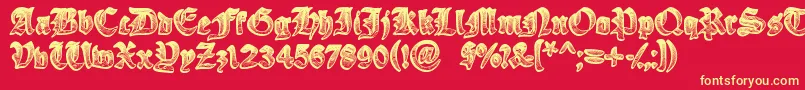 フォントYeOldeOak – 黄色の文字、赤い背景