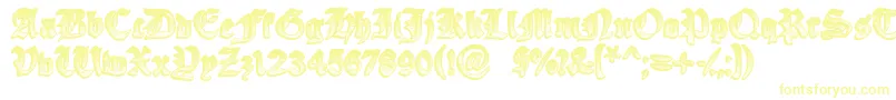 フォントYeOldeOak – 白い背景に黄色の文字