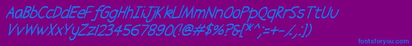 Abscissa Italic-Schriftart – Blaue Schriften auf violettem Hintergrund