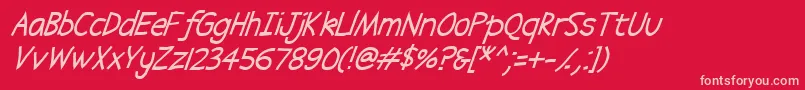 Czcionka Abscissa Italic – różowe czcionki na czerwonym tle