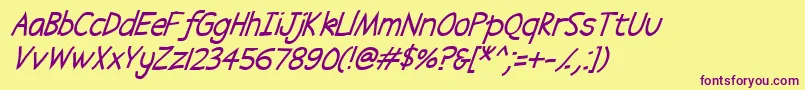 Abscissa Italic Font – Purple Fonts on Yellow Background