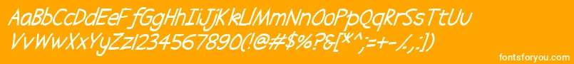 Abscissa Italic-Schriftart – Weiße Schriften auf orangefarbenem Hintergrund