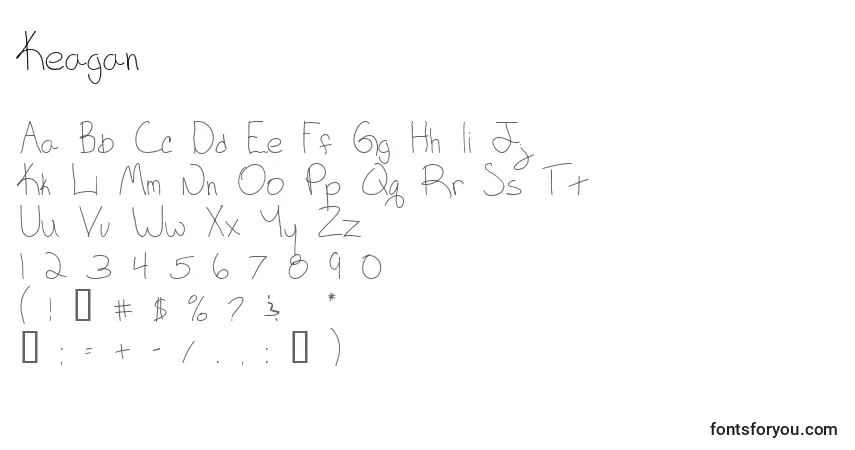 Fuente Keagan - alfabeto, números, caracteres especiales