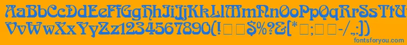 Arnold Font – Blue Fonts on Orange Background