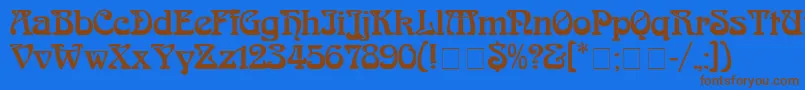 フォントArnold – 茶色の文字が青い背景にあります。