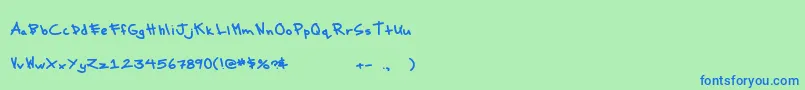MtfMessy Font – Blue Fonts on Green Background