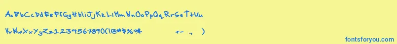 MtfMessy Font – Blue Fonts on Yellow Background