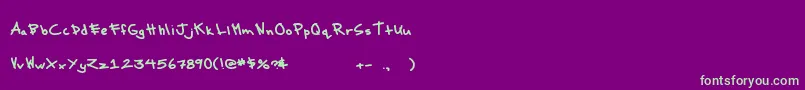 MtfMessy Font – Green Fonts on Purple Background