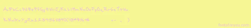 MtfMessy Font – Pink Fonts on Yellow Background