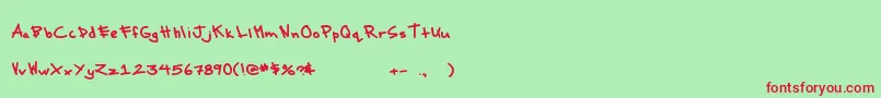 MtfMessy Font – Red Fonts on Green Background