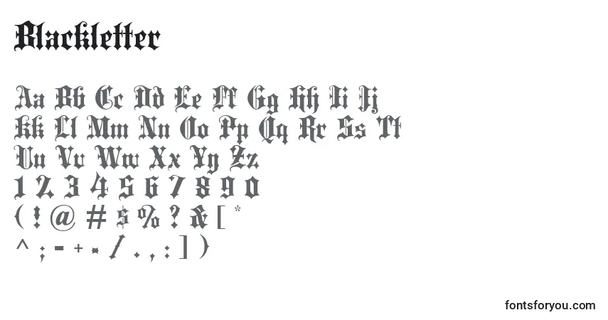 Schriftart Blackletter – Alphabet, Zahlen, spezielle Symbole