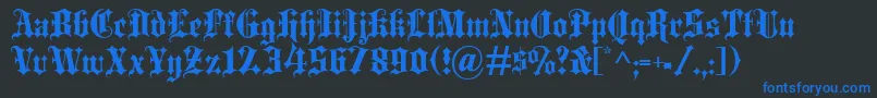 Blackletter-Schriftart – Blaue Schriften auf schwarzem Hintergrund