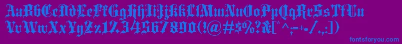 Fonte Blackletter – fontes azuis em um fundo violeta