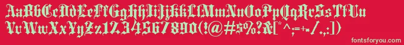 フォントBlackletter – 赤い背景に緑の文字