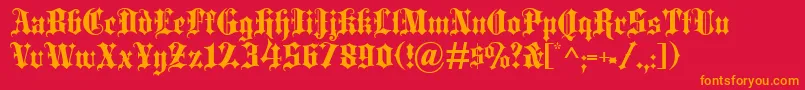 Weitere Informationen zur Blackletter-Schriftart Blackletter-Schriftart – Orangefarbene Schriften auf rotem Hintergrund
