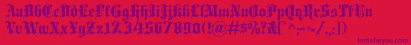 Blackletter-Schriftart – Violette Schriften auf rotem Hintergrund