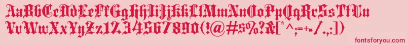 Blackletter-Schriftart – Rote Schriften auf rosa Hintergrund