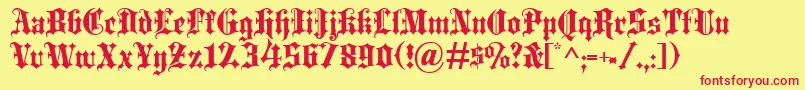 Czcionka Blackletter – czerwone czcionki na żółtym tle