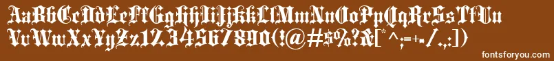 Weitere Informationen zur Blackletter-Schriftart Blackletter-Schriftart – Weiße Schriften auf braunem Hintergrund