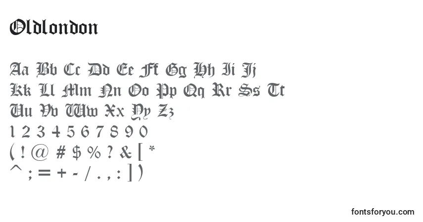 Schriftart Oldlondon – Alphabet, Zahlen, spezielle Symbole