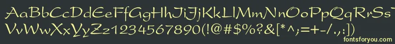 フォントPresentNormal – 黒い背景に黄色の文字