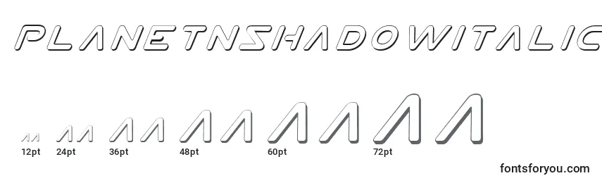 PlanetNShadowItalic Font Sizes