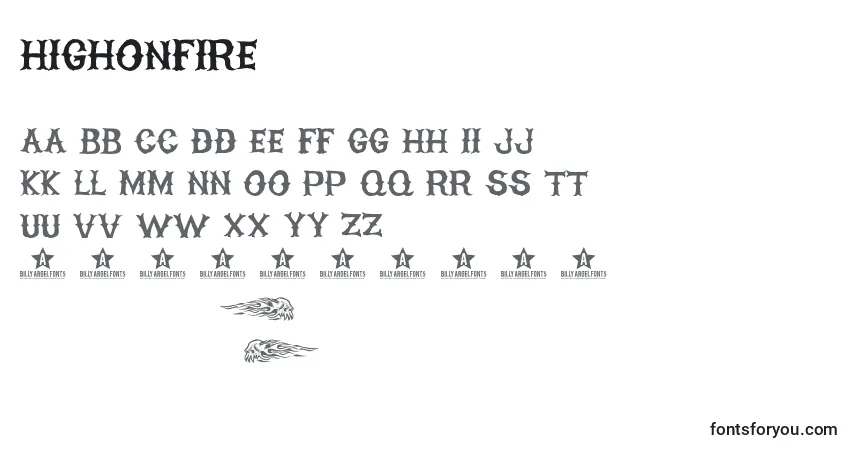 Czcionka HighOnFire – alfabet, cyfry, specjalne znaki