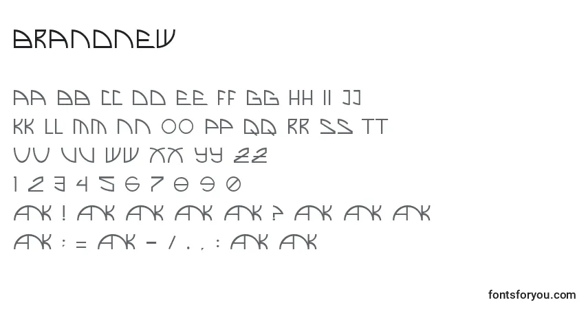 Czcionka BrandNew – alfabet, cyfry, specjalne znaki