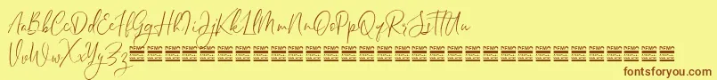 SheilazainDemo Font – Brown Fonts on Yellow Background