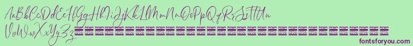 SheilazainDemo Font – Purple Fonts on Green Background