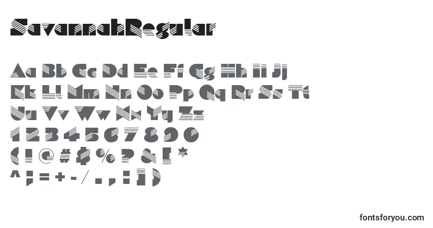 Police SavannahRegular - Alphabet, Chiffres, Caractères Spéciaux