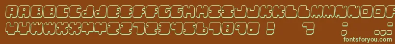 フォントLebenshadowItalic – 緑色の文字が茶色の背景にあります。