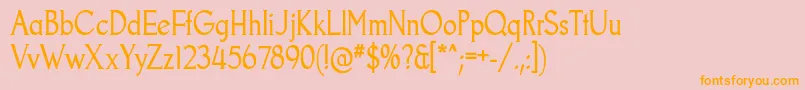フォントGoodfishRg – オレンジの文字がピンクの背景にあります。