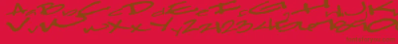 Clearfall54Bold-Schriftart – Braune Schriften auf rotem Hintergrund
