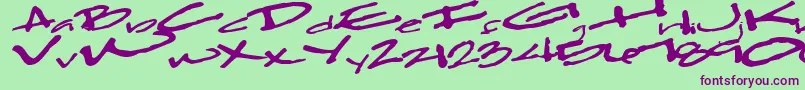 Clearfall54Bold Font – Purple Fonts on Green Background