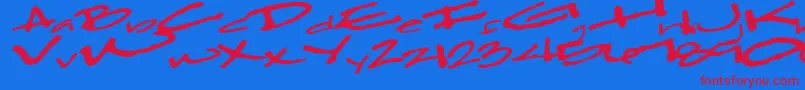 フォントClearfall54Bold – 赤い文字の青い背景