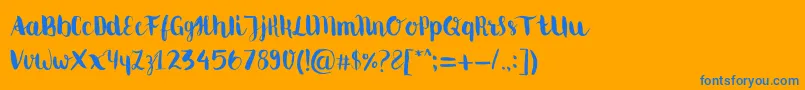 Movusbrushpen-Schriftart – Blaue Schriften auf orangefarbenem Hintergrund