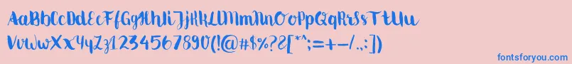Movusbrushpen-Schriftart – Blaue Schriften auf rosa Hintergrund