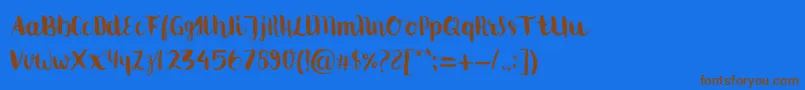 Movusbrushpen Font – Brown Fonts on Blue Background