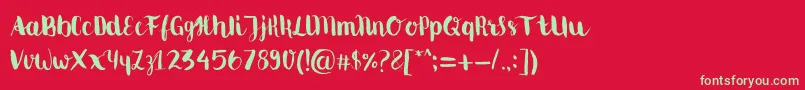 Movusbrushpen Font – Green Fonts on Red Background