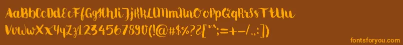 Movusbrushpen Font – Orange Fonts on Brown Background