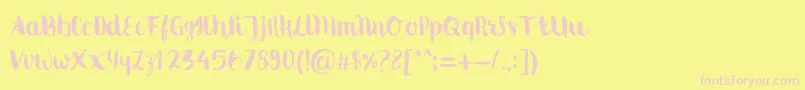 Movusbrushpen Font – Pink Fonts on Yellow Background