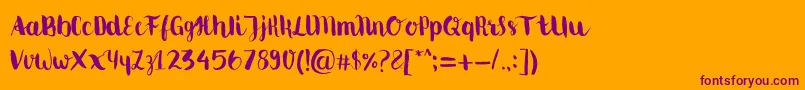 Movusbrushpen Font – Purple Fonts on Orange Background