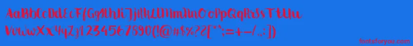 Movusbrushpen-fontti – punaiset fontit sinisellä taustalla