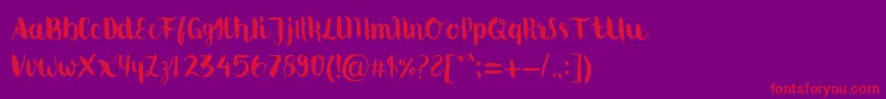 Movusbrushpen-Schriftart – Rote Schriften auf violettem Hintergrund