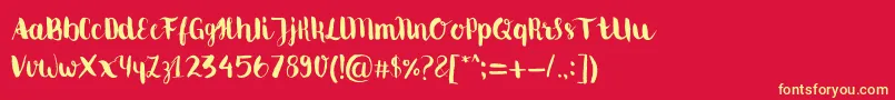 Movusbrushpen Font – Yellow Fonts on Red Background