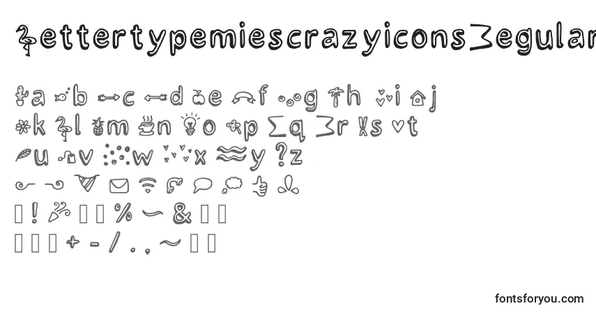 A fonte LettertypemiescrazyiconsRegular – alfabeto, números, caracteres especiais