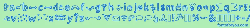 LettertypemiescrazyiconsRegular Font – Blue Fonts on Green Background
