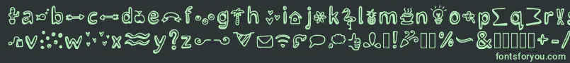 LettertypemiescrazyiconsRegular Font – Green Fonts on Black Background