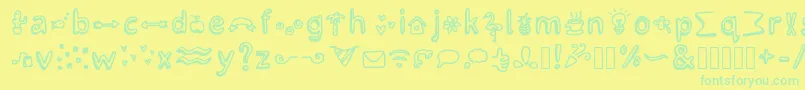 LettertypemiescrazyiconsRegular Font – Green Fonts on Yellow Background
